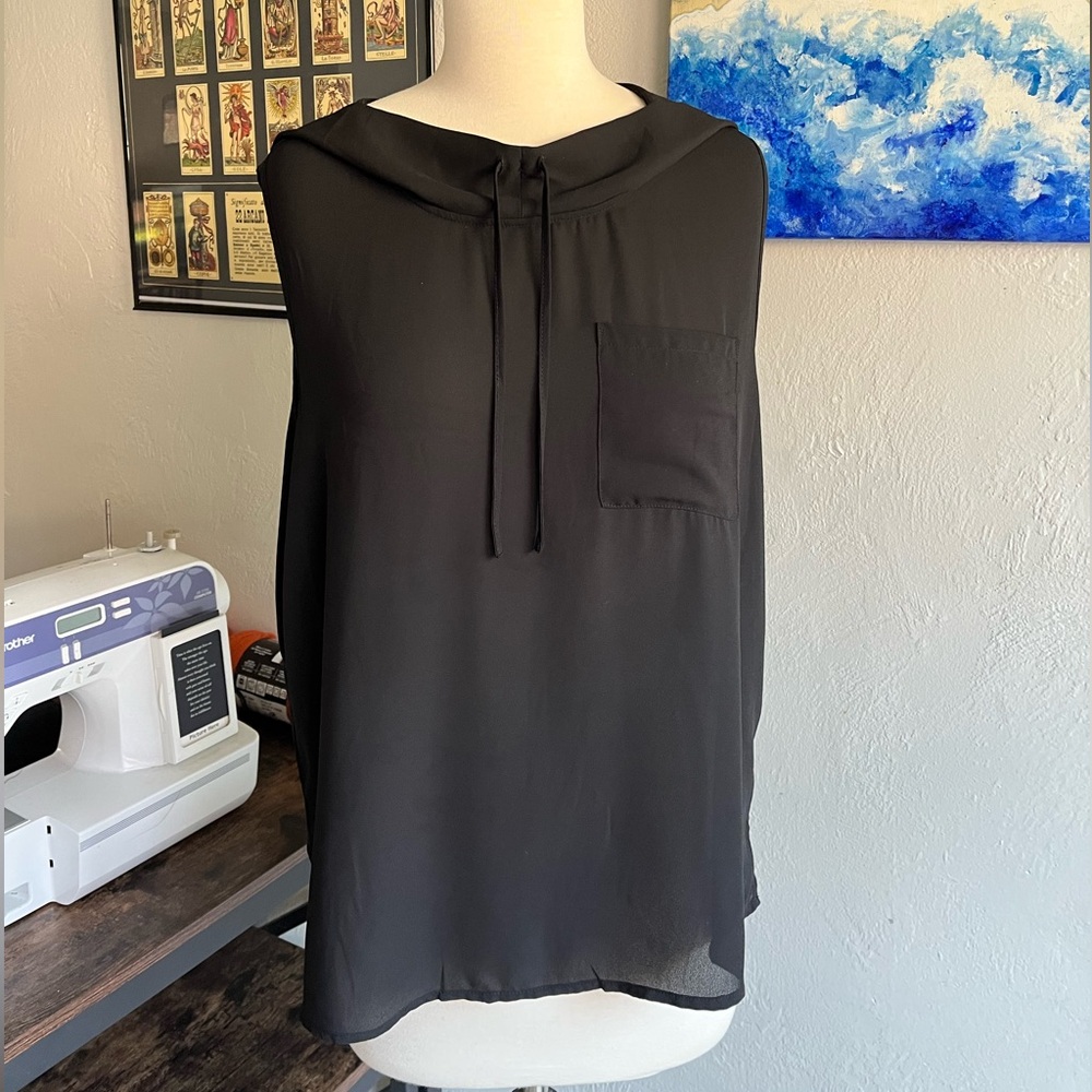 Philosophy Black Hooded Sleeveless Top